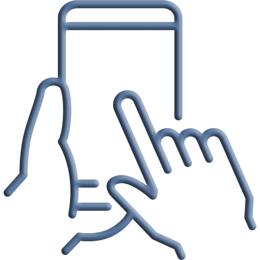 mobile icon embossed blue